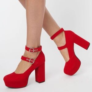 Unique Vintage Red Platform Heels